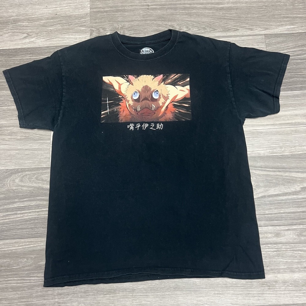 Demon Slayer Shirt Men‎ L Fits Medium Black Anime Comic Manga TV Show Promo